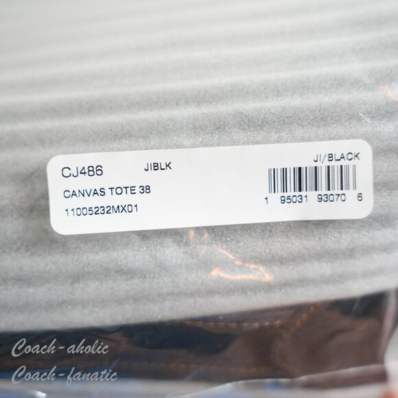 NWT Coach CJ486 Canvas Tote 38 Tote Bag in Black *SEALED* - Picture 10 of 10